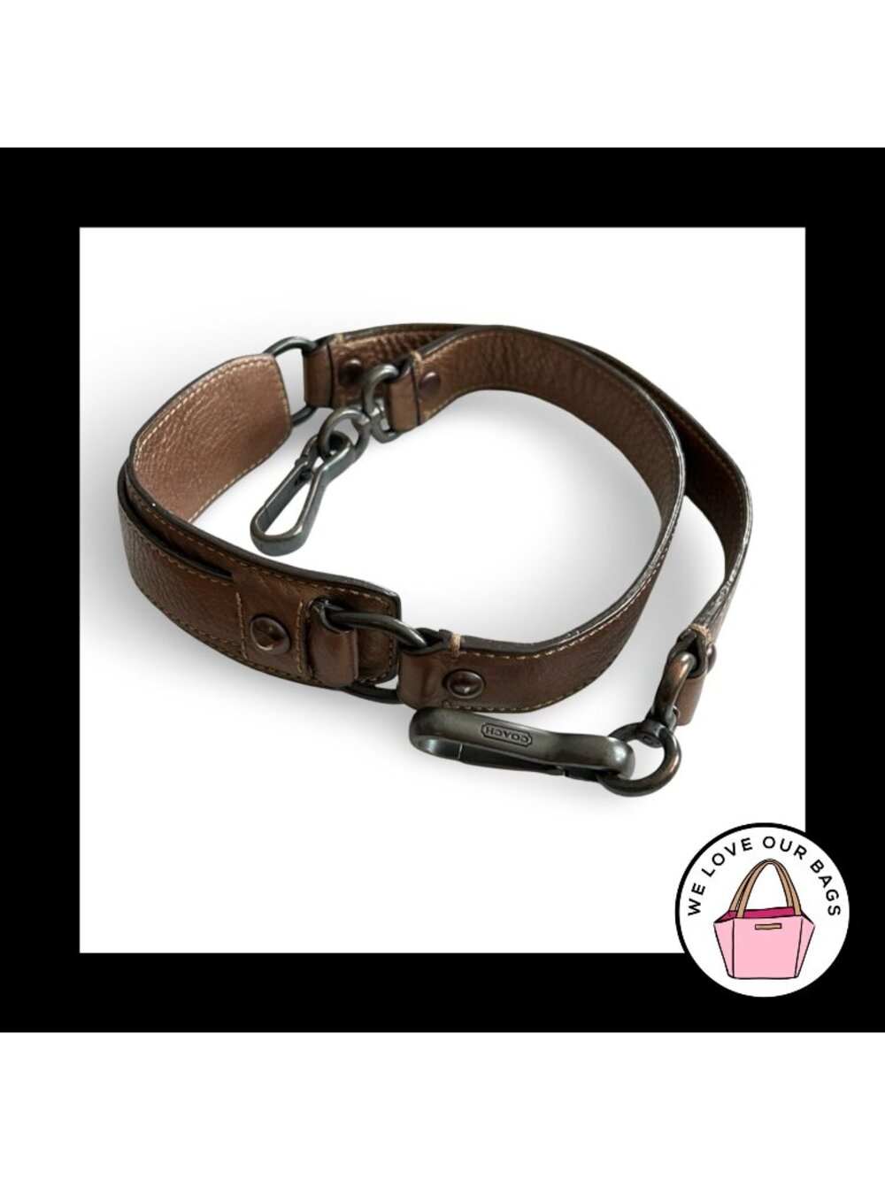 COACH BAG STRAP Bronze Brown Leather Gray Gunmetal Replacement Purse Shoulder